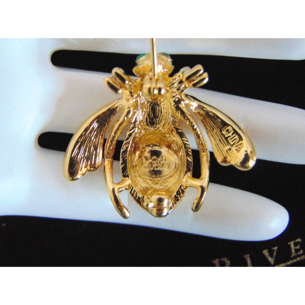 Joan Rivers Crystal Evil Eye Bee Pin Brooch Enameled Gold Targets Rhinestone - Picture 4 of 5